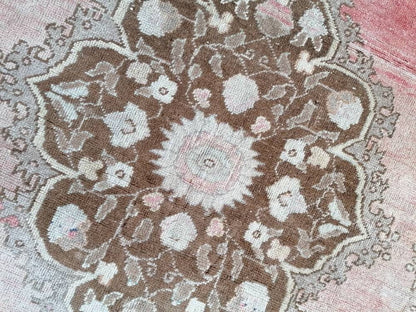 Vintage wool rug, turkısh hand made rug 4'9x7'3 oushak rug, living room rug