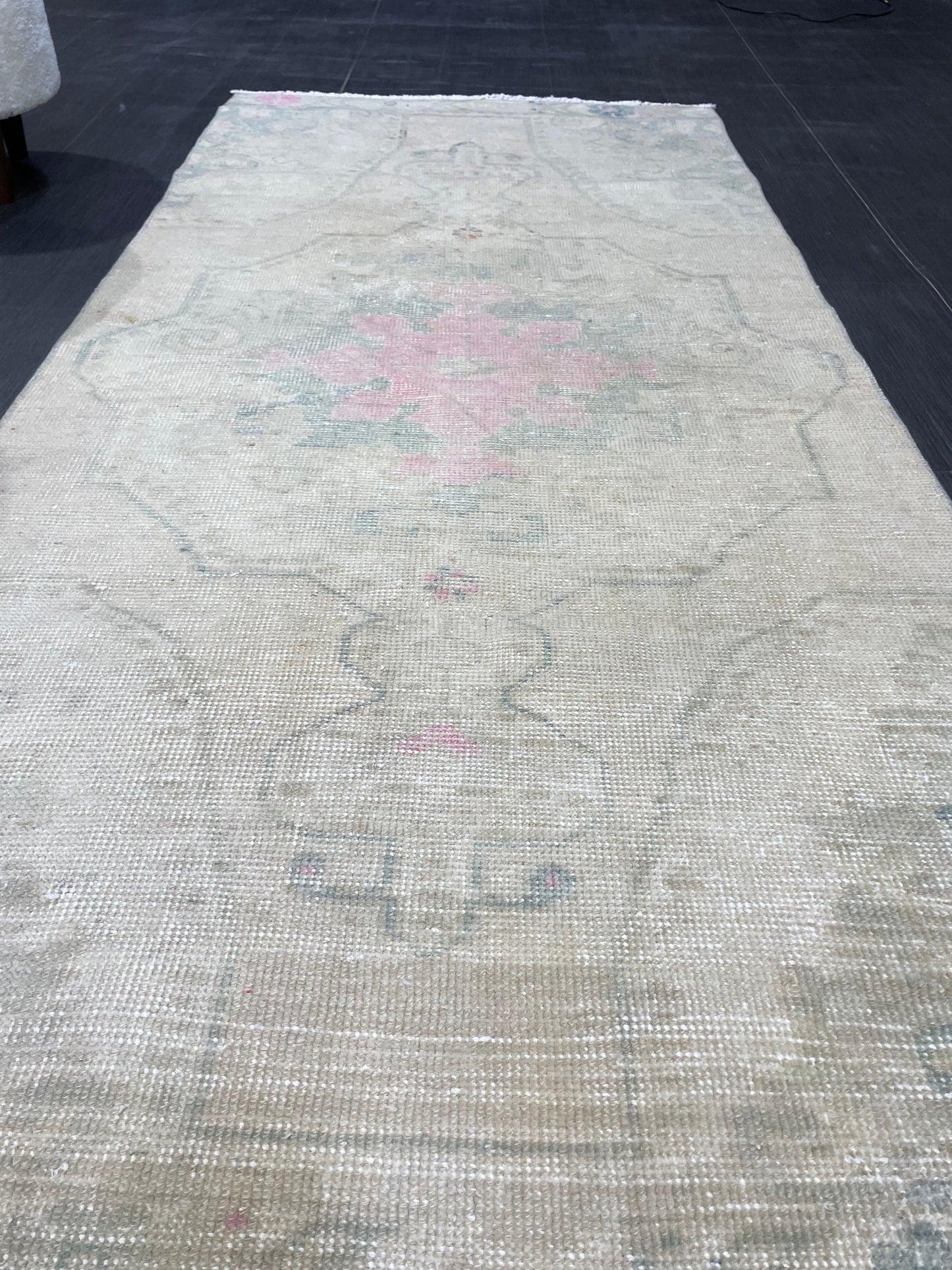 Distressed RUG, Vintage 3.4 x 7.2 Rug, Oushak Rug, Handmade Rug, Turkish Rug, Antique Rug, Farmhouse  Rug, Persian Rug,Rustic Rug