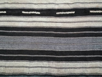 8 x 12.2 Neutral Turkish Flat woven Rug, No Dye Flatweave Carpet , Stripped Flatweaving, Rustic Rug, Farmhouse Rug, Dark Oushak 8x12 rug