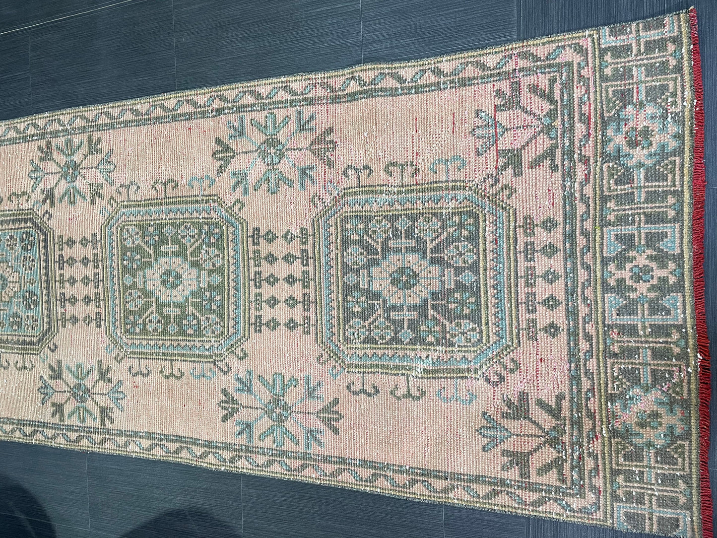 Antique Oushak Runner Rug, Vintage 3 x 11.3 Runner Rug, Hallway Runner Rug, Distressed Runner Rug, Wool Runner Rug, Handmade Runner