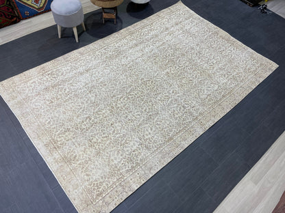 Neutral Vintage Rug, Muted 5.10 x 9.3 Rug, Living Room Rug,Oushak Rug,Hand Knotted Rug, Persian Rug,Turkish Rug, Handmade Rugs