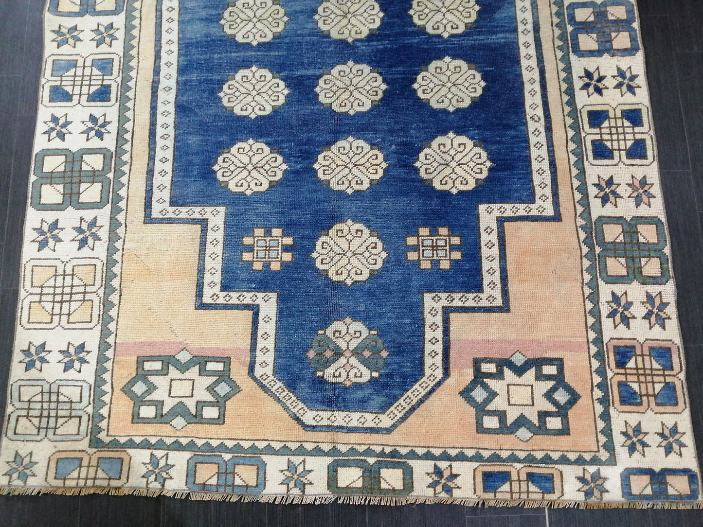 Blue Rug 8.2 x 5.8 Vintage Oriental Rug, Oushak Rug, Rustic Rug, Bohemian Rug Turkish Rug, Farmhouse Rug, Vintage Rug, Wool rug Oriental Rug