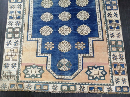 Blue Rug 8.2 x 5.8 Vintage Oriental Rug, Oushak Rug, Rustic Rug, Bohemian Rug Turkish Rug, Farmhouse Rug, Vintage Rug, Wool rug Oriental Rug