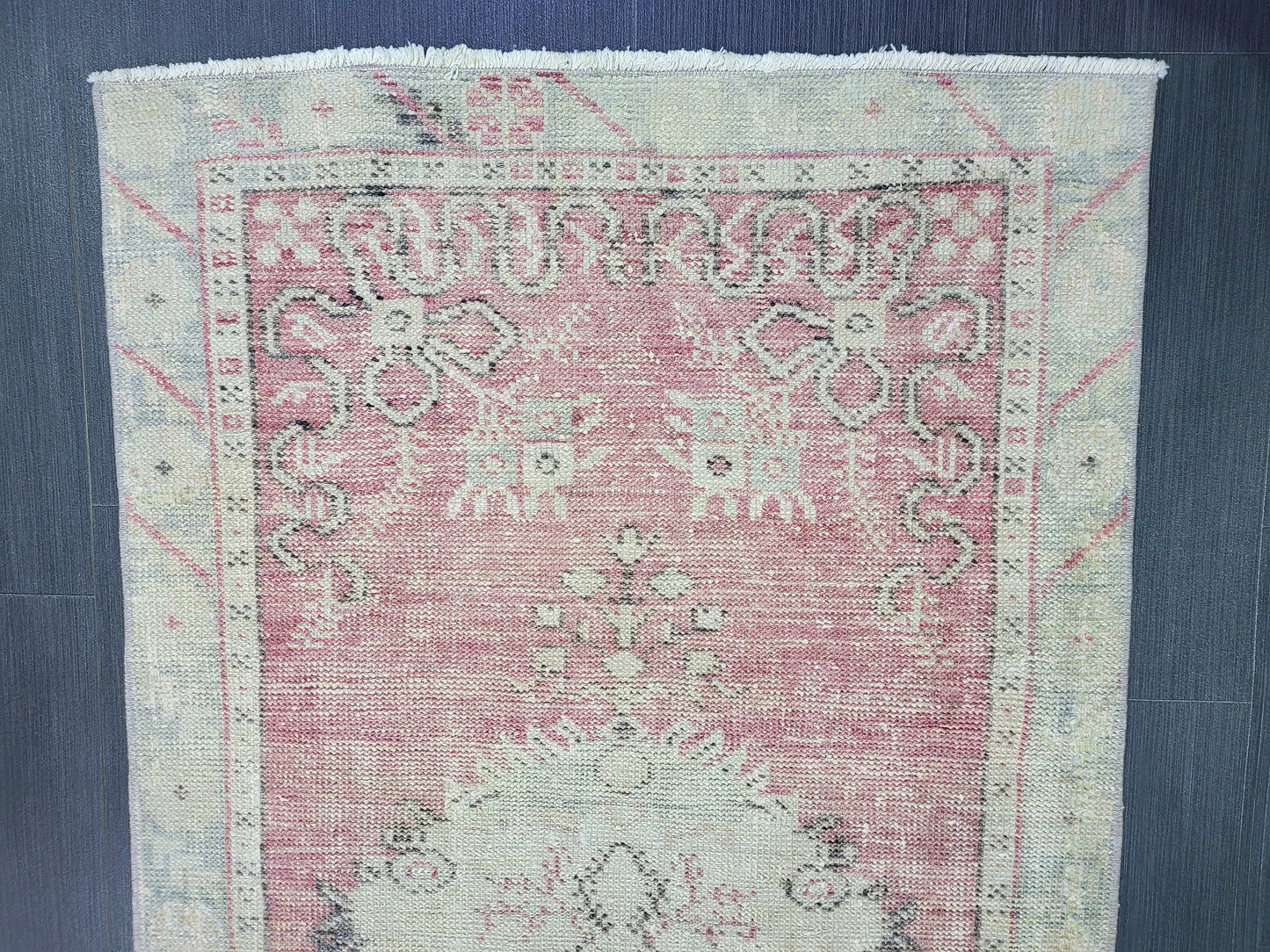 Distressed Wool Handmade Rug Vintage Oushak Rug, 2.8 x 5.9 Oriental Rug, Rug Vintage Turkish Rug, Farmhouse Rug Vintage Rug Living room Rug