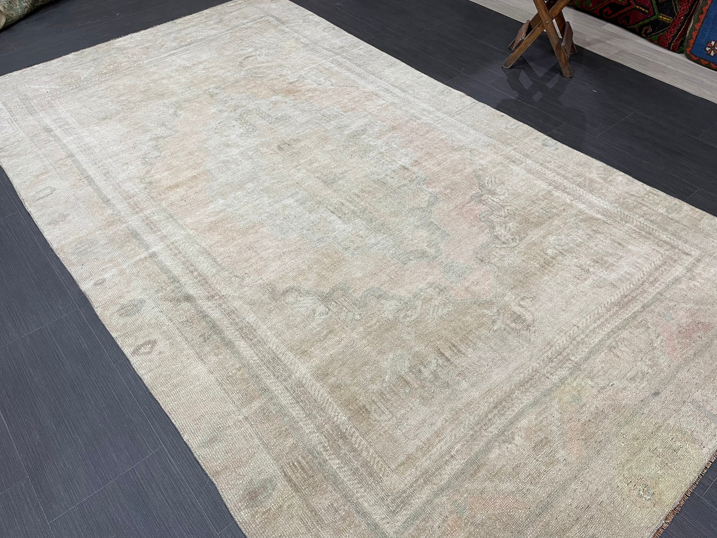 MUTED Vintage RUG 5x9 TURKISH Oushak Rug Vintage Hand Knotted Rug Antique Persian Hand Made Rugs Turkish Rug Handmade Wool Rug