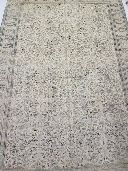 Vintage Rug 6.5 x 9.3 HAND MADE Rug Muted Vintage Turkish Rug Oushak Rug Vintage Oriental Rug, Oushak Rug, Wool Persian Rug