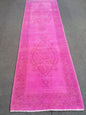 2.10 x 8.10 Handmade pink turkish runner rug, oushak vintage runner rug, vintage anatolian rug