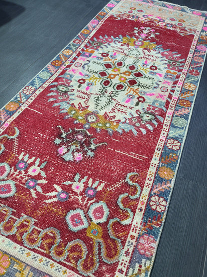Antique Rug, Vintage Rug, Turkish 2.6 x 6 Wool Rug, Oushak Rug, Fine Knotted Rug, Hand Knotted Rug, Persian Rug, Handmade Rug