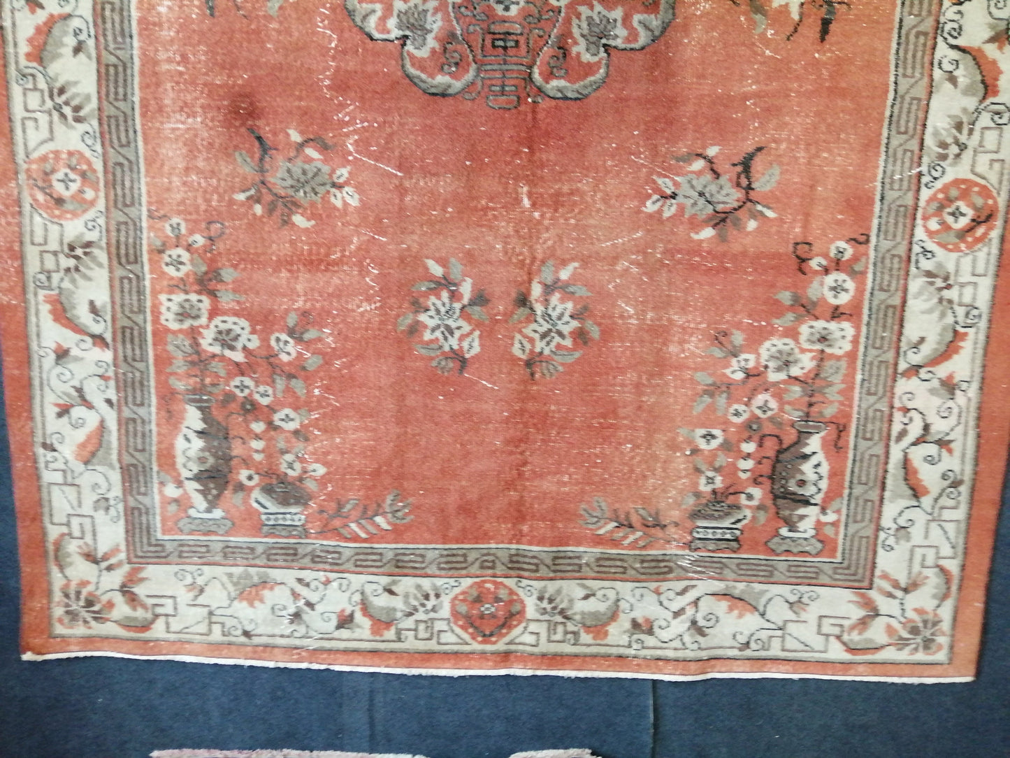6.8 x 10.3 Vintage Rugs  TURKISH HAND MADE Rugs   Vintage Turkish Rugs Oushak Rug  Turkish Oushak Rug, Vintage 7x10 Rug,  Soft Wool Rug