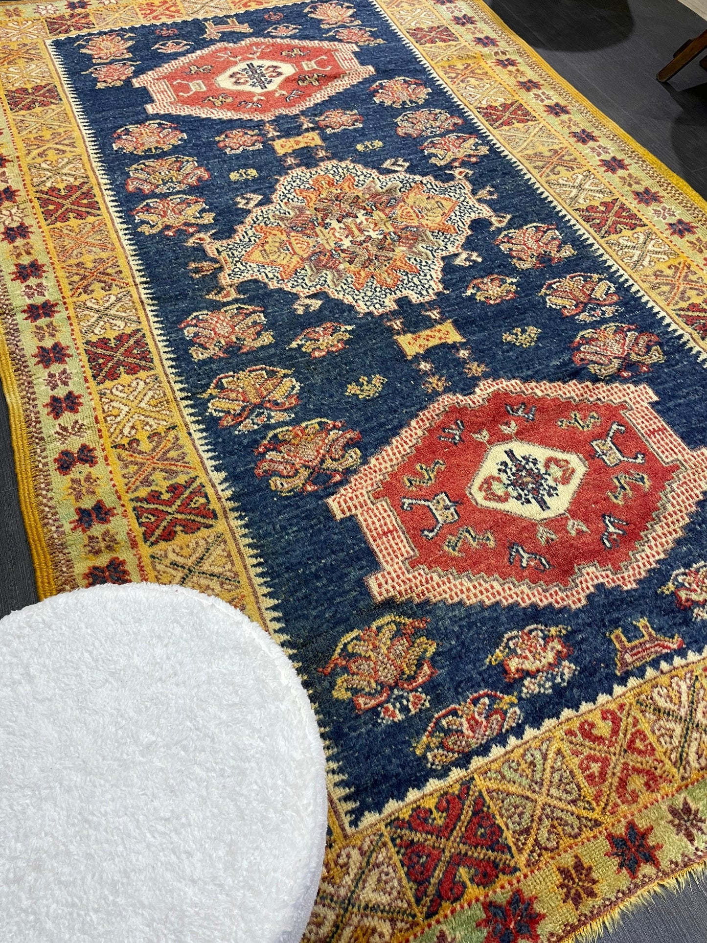 Antique RUG, Turkish Oushak 5 x 8.3 Rug, One Of A Kind Rug, Vintage Persian Rug, Blue Vintage Rug, Fine Wool Unique Rug, Rear Turkish Rug,