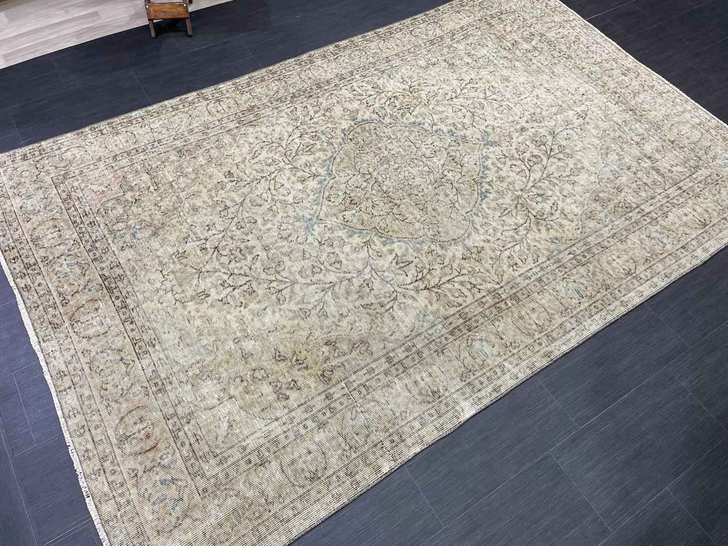 Handmade Oushak Rug Vintage 5.6 x 8.9 Rug Farmhouse Rug Wool Pile Rug Rustic Rug Wool Bohemian Rug Vintage Turkish Rug Natural Rug Muted Rug