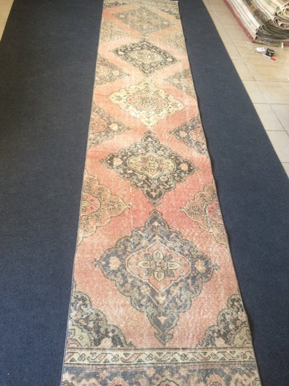 13 X 2.8 Turkish Runner Rug Vintage Runner Rug Oushak Runner Rug  Hallway Runner Rug Kitchen Runner Rug Wool Runner Rug Wool Oushak Rug