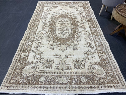 Neutral Rug, Persian RUG, Oushak 4x7 Rug, TURKISH Rug, Handknotted Rug, Oriental Rug, Vintage Rug, Handmade Rug, Antique Rug, woven rug.