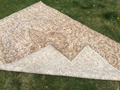 6.3 x 9.5 Vintage Oriental Large Area RUG, Turkish  Rugs, Vintage Rug, Living Room Rug, Muted Persian Rug Muted Oushak Rug, Hand Knotted Rug