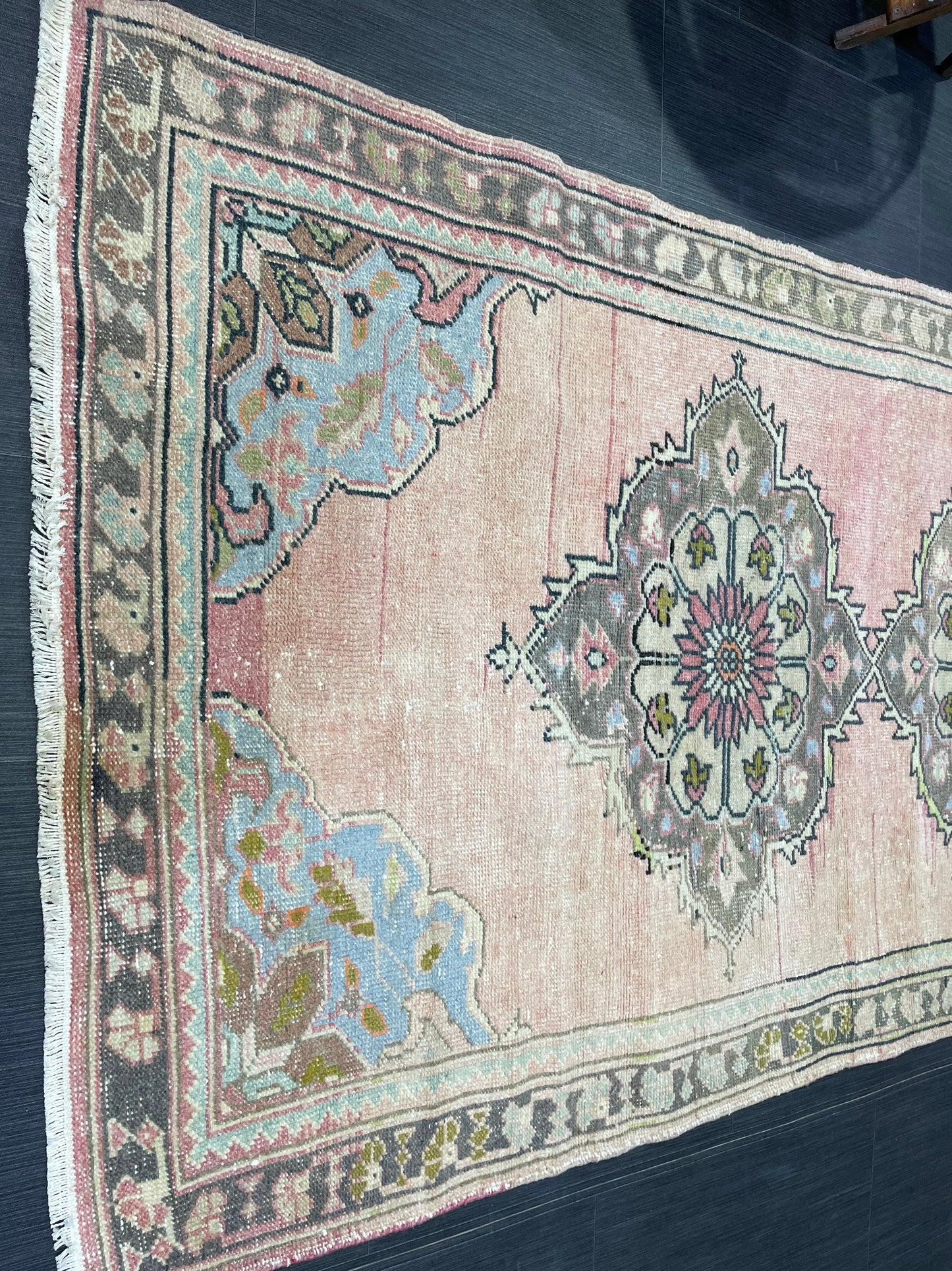 Antique Rug, Vintage 3.8 x 6.8 Rug, Turkish Wool Rug, Oushak Rug, Hand Knotted Rug, Persian Rug, Handmade Rug