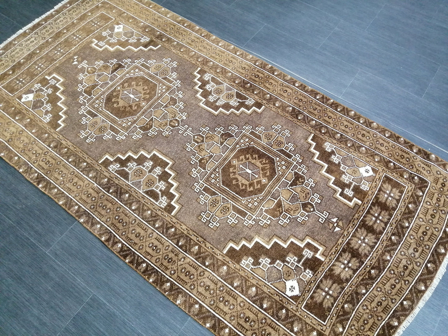 Neutral RUG TURKISH 3.3 x 6.3 Rug Vintage Neutral Rug Wool Oushak Rug Hand Made Persian Rugs Vintage Turkish Rug Neutral Oriental rug