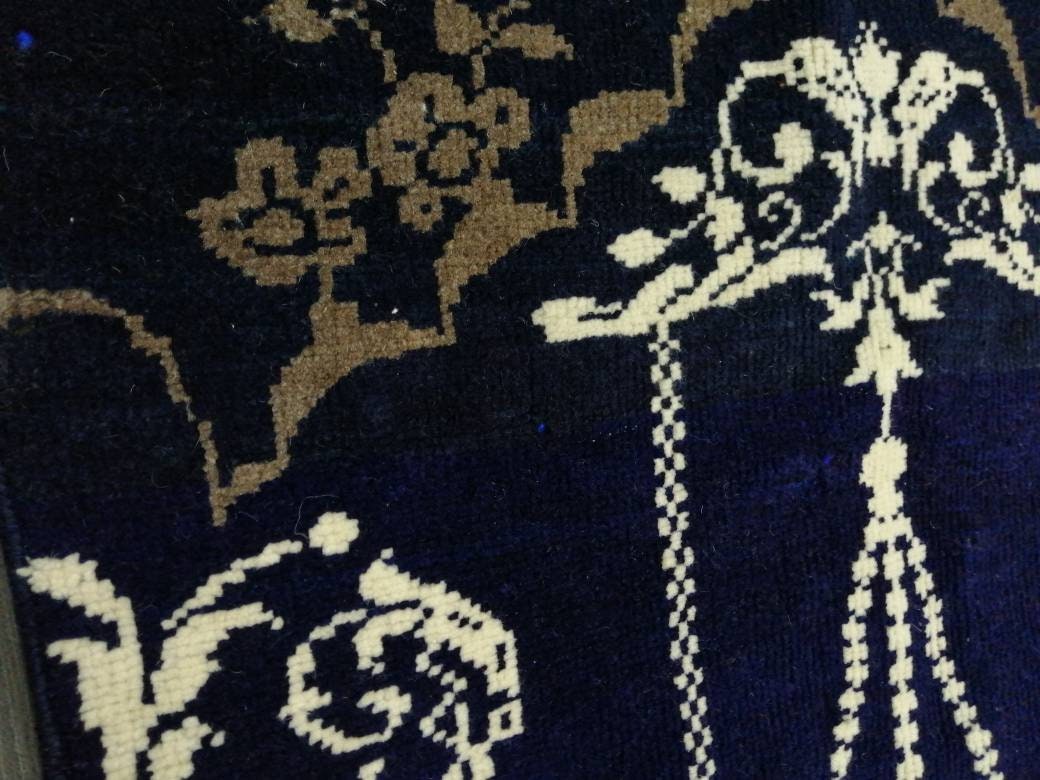 Hand Made Rug 2.3 x 3.6 Navy Vintage Rug , Wool  Rug  Vintage Rug Oriental Rug, Turkish Rug Hand Knotted Wool Rug