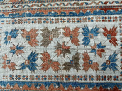 Vintage Floral Rug Hand Made Rug, 2.7 x 4.7 Modern Oushak Rug,  Boho Leaves Rug, Fun Turkish Rug, Farmhouse Rug, Vintage Wool rug