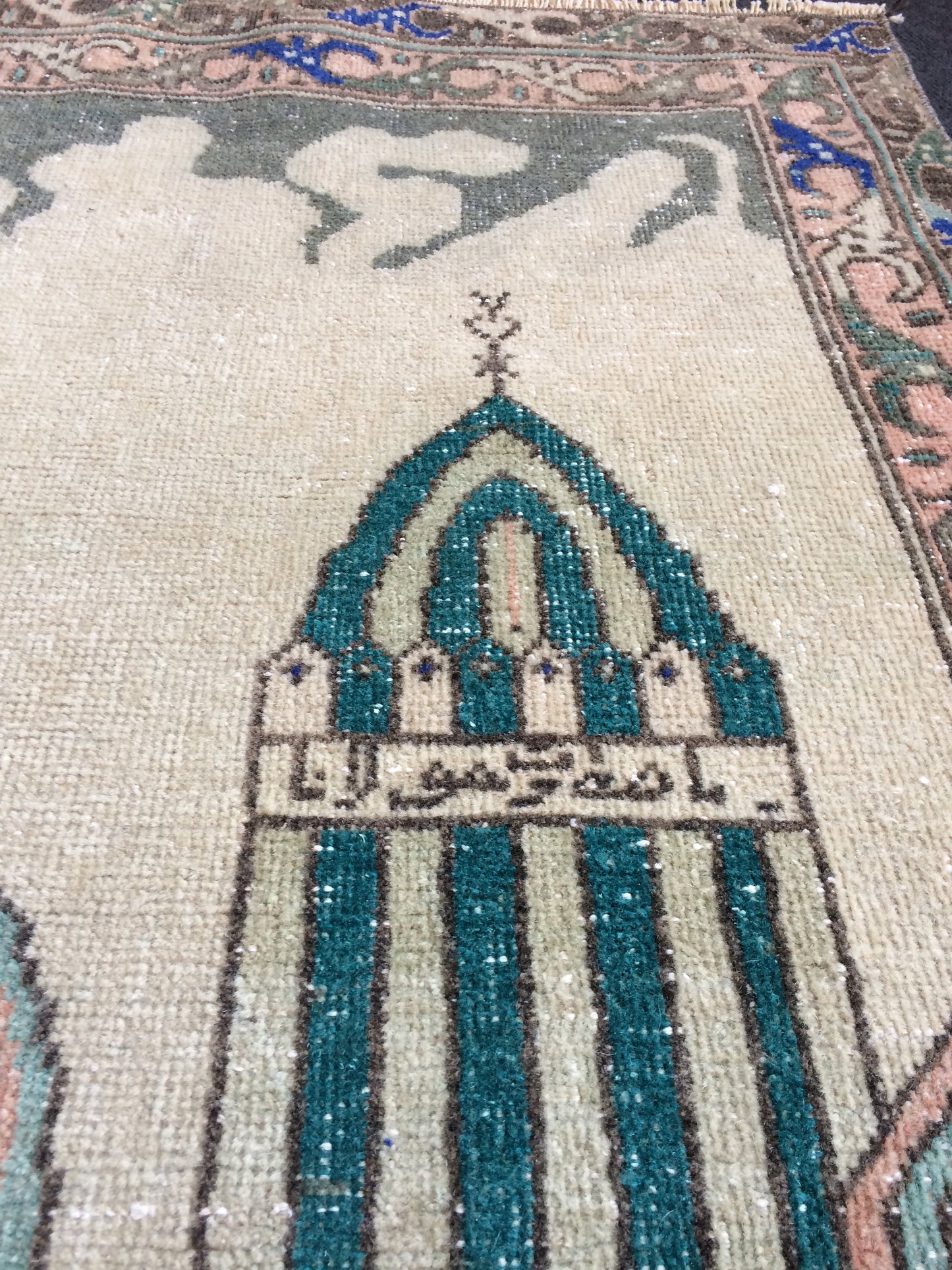 5.3 x 3.3 Vintage Rug,  Rumi Tapestry Rug   Mevlana Dergah Rug, Hand Made Rug