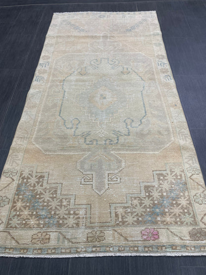 3.5 x 7 Rug Hand Made Rug Oushak Rug, Rustic Rug Distressed Rug, Rug Runner, Turkish Rug, Farmhouse Rug, Vintage Rug, Wool rug