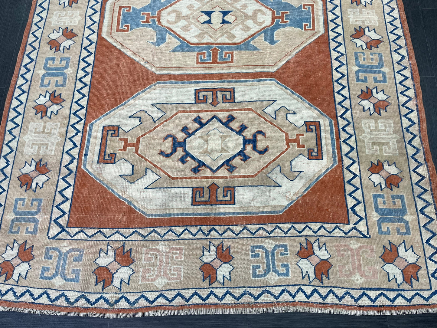 Large Oushak Rug, Vintage 6 x 8.4 Rug, Handmade Rug, Vintage Turkish Rugs, WOOL RUGS, High Quality Orange Hand Knotted Rug