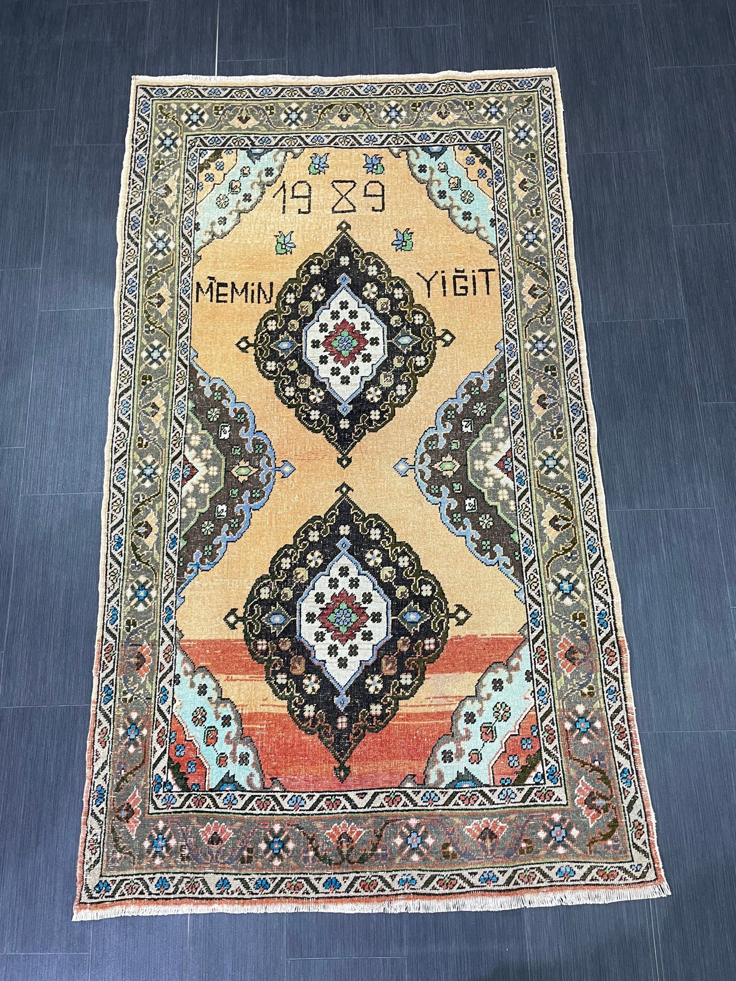 Vintage Oushak Rug 4x7 Rug Muted Vintage Turkish Rug Wool Oriental Rug Hand Made Rugs Vintage Kitchen Rug Muted Persian Wool Rug