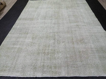 6.6 x 9 Variegated Moss Green Rug, Hand Made Rug, Oushak Rug, Distressed Rug,Oriental Rug , Turkish Rug, Farmhouse Rug, Vintage Rug