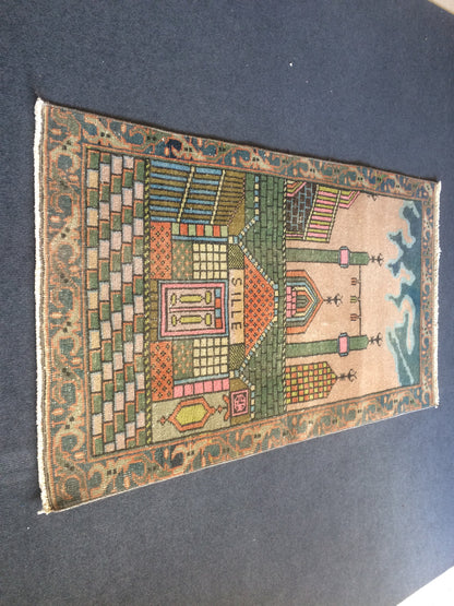 Turkish Rug, Oushak Rug, Oushak Rugs, Wool Oushak Rug, sufi mevlana Tapestry  Rug, Farmhouse Rug, Vintage Rug, Prayer Rug, Hand Made Rug