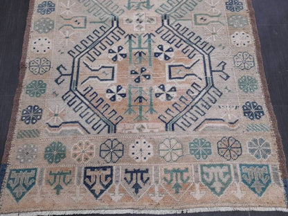 Vintage RUG TURKISH 4.3 x 6.8 Rug Vintage Oushak Rug Vintage Oriental Rug Wool Hand Knotted Rug Hand Made Rugs Antique Turkish Rug