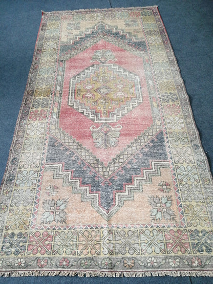 6.10 X 4  Muted Oushak Runner Rug Turkish Runner Rug Vintage Runner Rug Hallway Runner Rug Kitchen Runner Rug Wool Runner Rug  Oushak Rug