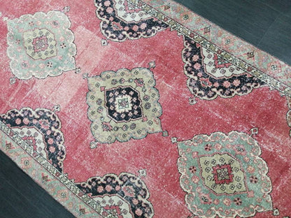 Muted Oriental Runner Rug 4.3 x 12 Turkish Runner Rug Vintage Runner Rug Hallway Runner Rug Kitchen Runner Rug Persian Wool Runner Rug