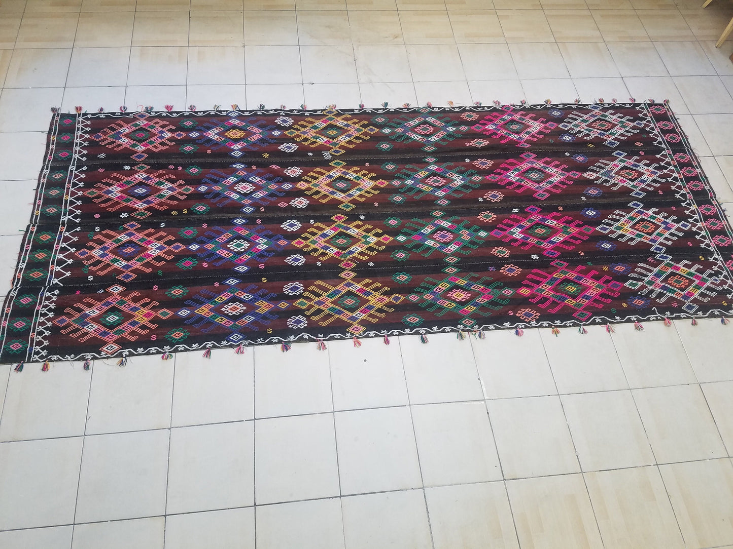 Turkish cicim rug,turkish kilim rug,nomadic cicim rug,anatolian area cicim rug,hand made kilim rug,decorative turkish kilim rug,141x57 inche