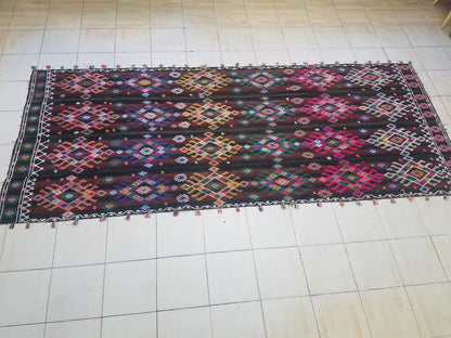 Turkish cicim rug,turkish kilim rug,nomadic cicim rug,anatolian area cicim rug,hand made kilim rug,decorative turkish kilim rug,141x57 inche