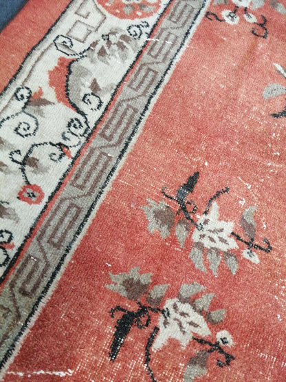 6.8 x 10.3 Vintage Rugs  TURKISH HAND MADE Rugs   Vintage Turkish Rugs Oushak Rug  Turkish Oushak Rug, Vintage 7x10 Rug,  Soft Wool Rug