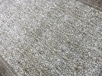 NEUTRAL Handmade Rug, NATURAL Vintage Turkish 8 x 11.3 Rug, Handmade Rugs, Oushak Rug, Turkish Oushak Rug, Hand Knotted Rug Distressed Rug