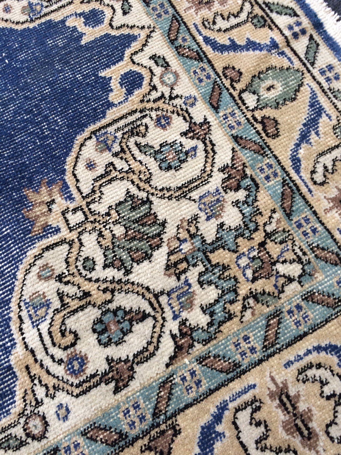 7 x 4 vintage Rug Oushak Rug Turkish Rug Blue Hand Made Rugs