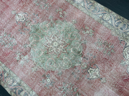 TURKISH HAND MADE Rug 5.6 x 9 Vintage Distressed Rug Oushak Rug   Traditional Rug Oriental Rug Vintage Floral Rug Wool Rug