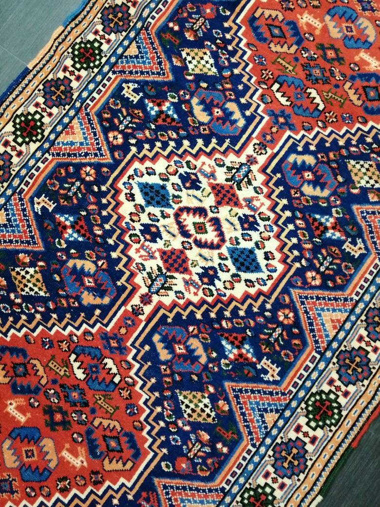 Vintage Rug, Oriental Handmade Rug, 3.6 x 6.2 Oushak Rug, Rustic Rug, Fun Vintage Turkish Rug, Persian Rug,Soft Wool Rug, Traditional Rugs