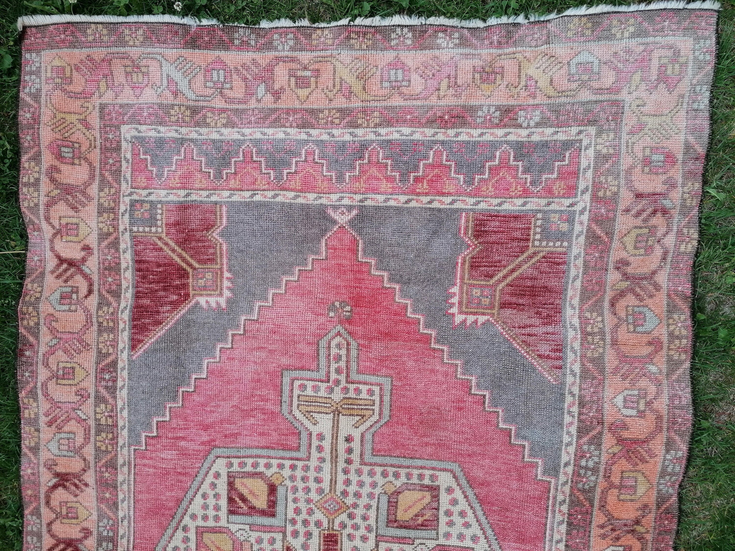 Vintage rug 4x7'5 oushak rug, kitchen rug, bohemian rug ,floor rug, handmade wool rug