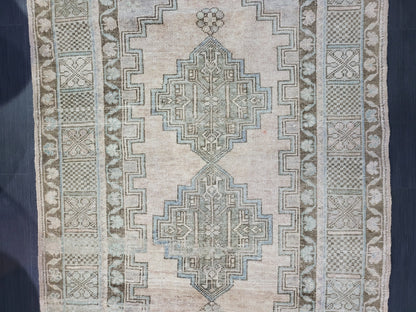 Muted Rustic Rug, Floor 3.9 x 6.4 Rug, Persian Rug, Muted Turkish Rug, Farmhouse Rug, Vintage Rug, Wool rug,Handknotted rug