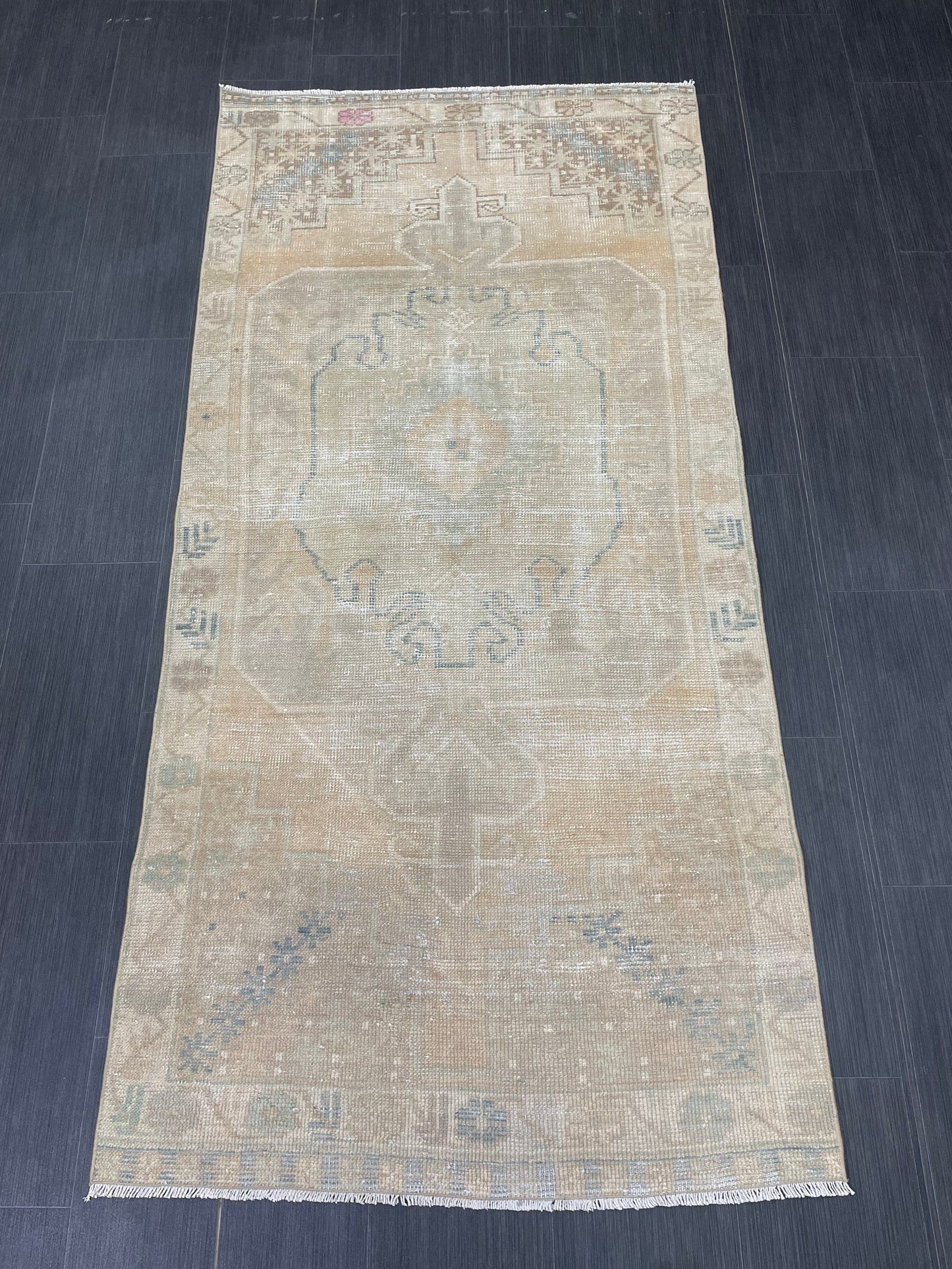 3.5 x 7 Rug Hand Made Rug Oushak Rug, Rustic Rug Distressed Rug, Rug Runner, Turkish Rug, Farmhouse Rug, Vintage Rug, Wool rug