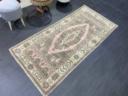 Anatolian Vintage Rug, TURKISH Rug, Vintage 3.2 x 6.9 Wool Rug, Oushak Rug, Hand Knotted Rug, 100% Wool Rug, Handmade Rug