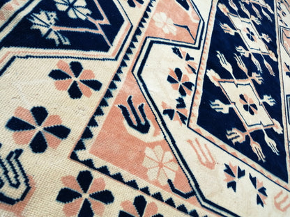 5.3 x 7.8 Vintage Rug, Blue Rug , Oushak Rug, Wool Oushak Rugs, Hand Made Rug, Bohemian Rug, Vintage Turkish Rug, Navy Rug