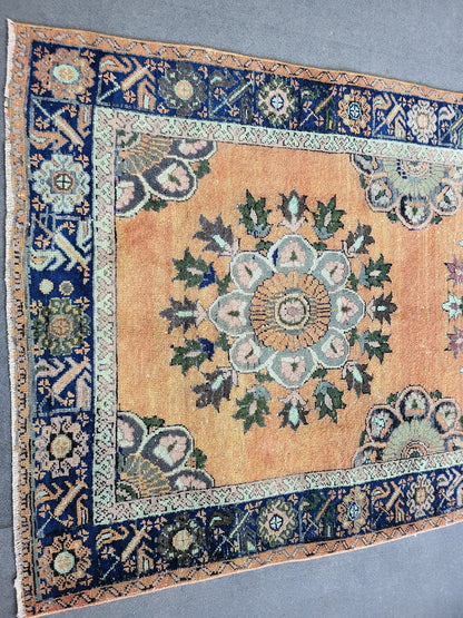 WOOL Oushak Runner Rug, Turkish 4.4 x 12.2 Runner Rug, Vintage Runner Rug, Hallway Runner Rug, Kitchen Runner Rug, Wool Runner Rug