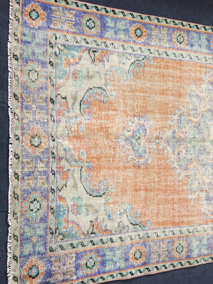 9.4 x 5.6 ft Hand Made Rugs Turkish Rug Oushak Rugs Rustic Oushak Rug Wool Oushak Rugs Oushak Runner Rugs, Farmhouse Rug, Vintage Rugs