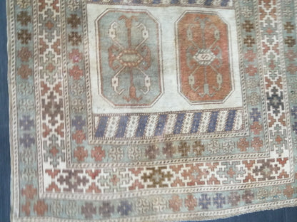 3.9 x 7 OUSHAK RUG TURKISH Oushak Rug Vintage Oushak Runner Rug 4x7 Vintage Runner Rug Wool Oushak Rug Hand Made Rugs Vintage Turkish Rug