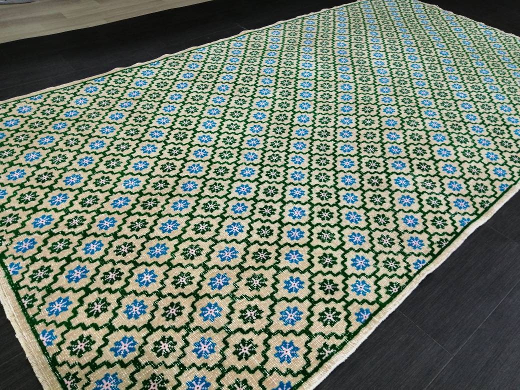 Vintage Floral Rug, VINTAGE 5.4 x 9.6 Rug Oriental Rug, Wool Oushak Rugs, Hand Made Rug, Persian Rug, Vintage Turkish Rug, Farmhouse Rug