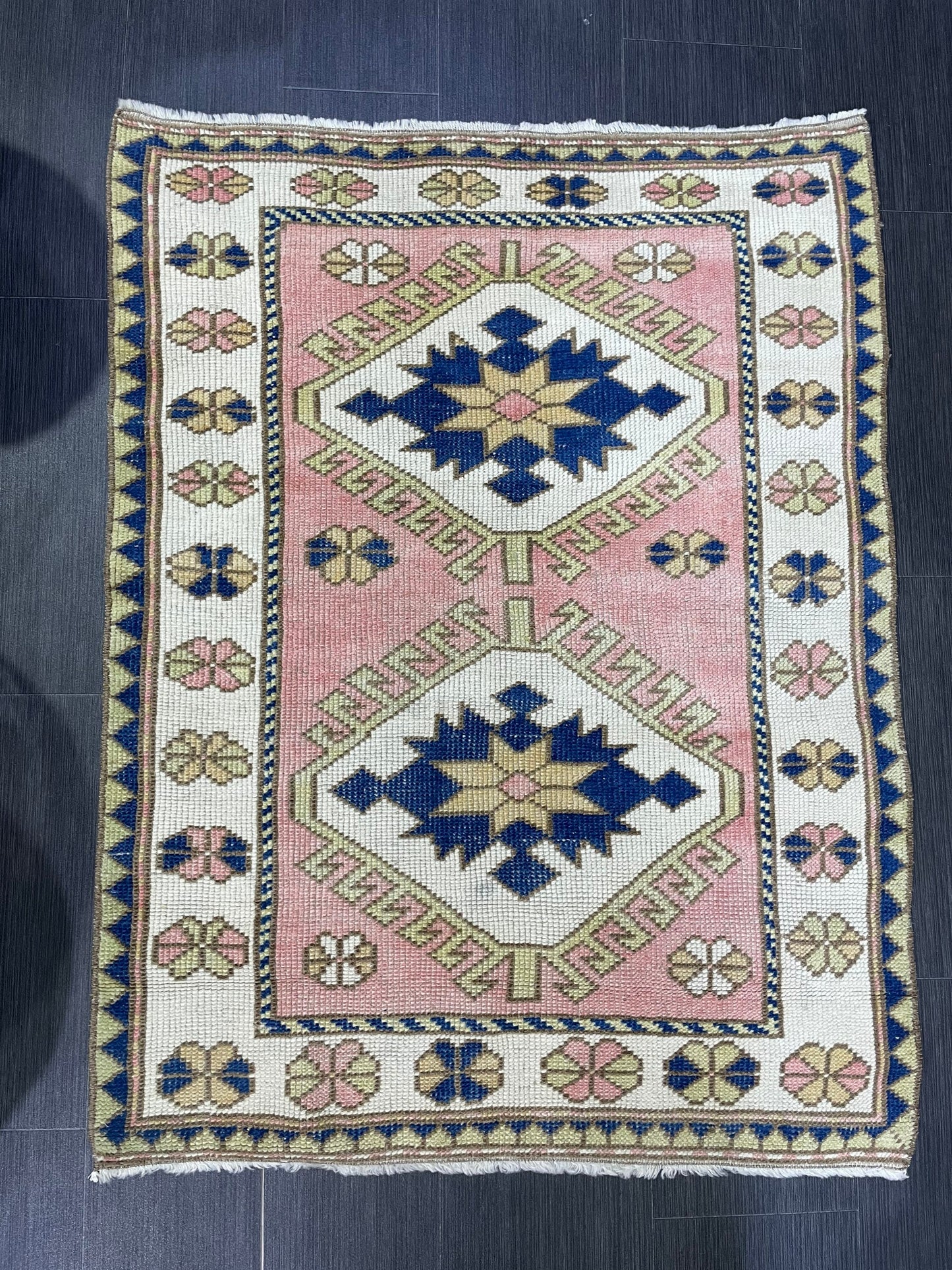 Handmade TURKISH Rug, Vintage Wool 3.3 x 4.4 Rug, Oushak Rug, Hand Knotted Rug, Anatolian Rug, Persian Rug,  100% Wool Rug,