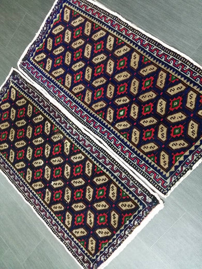 Twin Vintage Rug Mini Rug Navy Oushak Rug Small Area Rug Pair Turkish Rug Hand Made Rug A Pair Small Rug Twin Oriental Rug