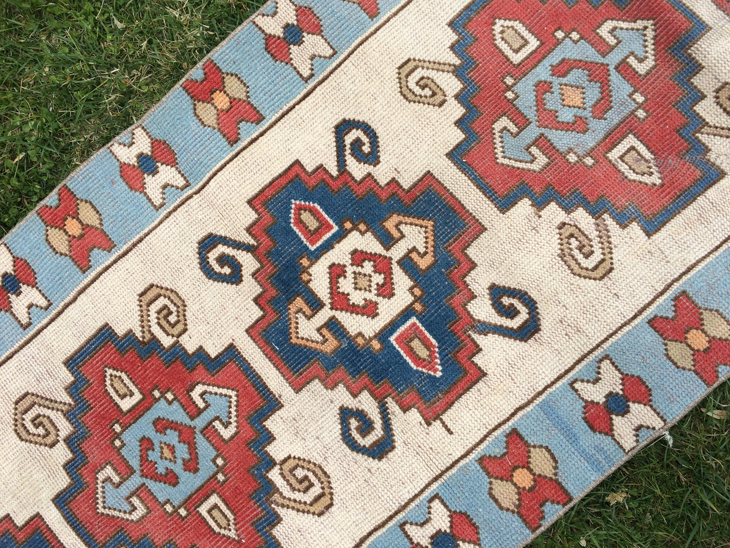 BLUE oushak Rug Turkish Runner Rug 8.4 x 2.7 Runner Rug Vintage Runner RugsOushak  Runner Rug Earth Tones Rugs Rustic Runner Rug